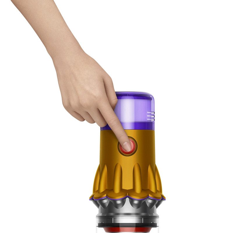 Aspirator vertical Dyson V12 Slim Detect Absolute 448884-01, 150AW, 340 ml, 60 min autonomie, 3 moduri, Afișare date în timp real, Senzor de praf, Iluminat, Nichel/galben