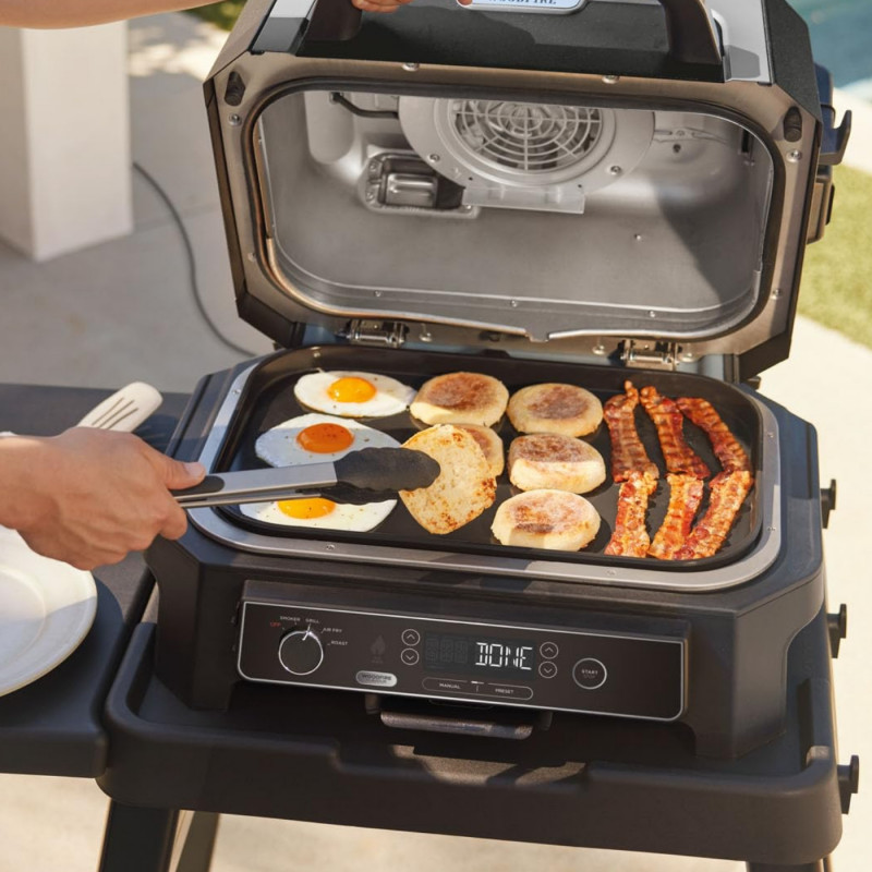 Placă pentru grătar cu lemne NINJA XSKOGXLFPLTEU, 45 x 31 cm, compatibilă cu seriile OG850/OG901, acoperire antiaderentă, ceramică, negru