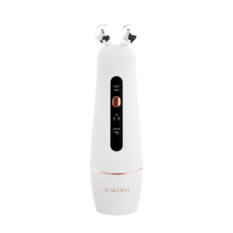 Beautifly B-Booster PRO RF Masaj de ridicare a feței fără ace, 40 ° C, RF 1MHz, EMS, ultrasunete, ioni, efect Botox, Anti-Age, mezoterapie, IPX5, alb