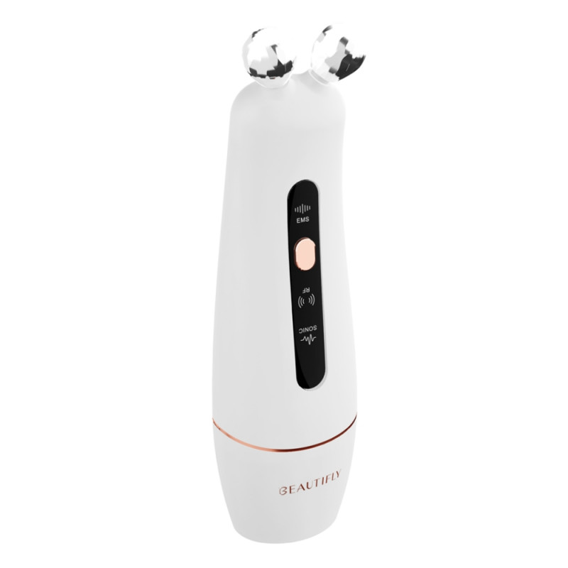 Beautifly B-Booster PRO RF Masaj de ridicare a feței fără ace, 40 ° C, RF 1MHz, EMS, ultrasunete, ioni, efect Botox, Anti-Age, mezoterapie, IPX5, alb