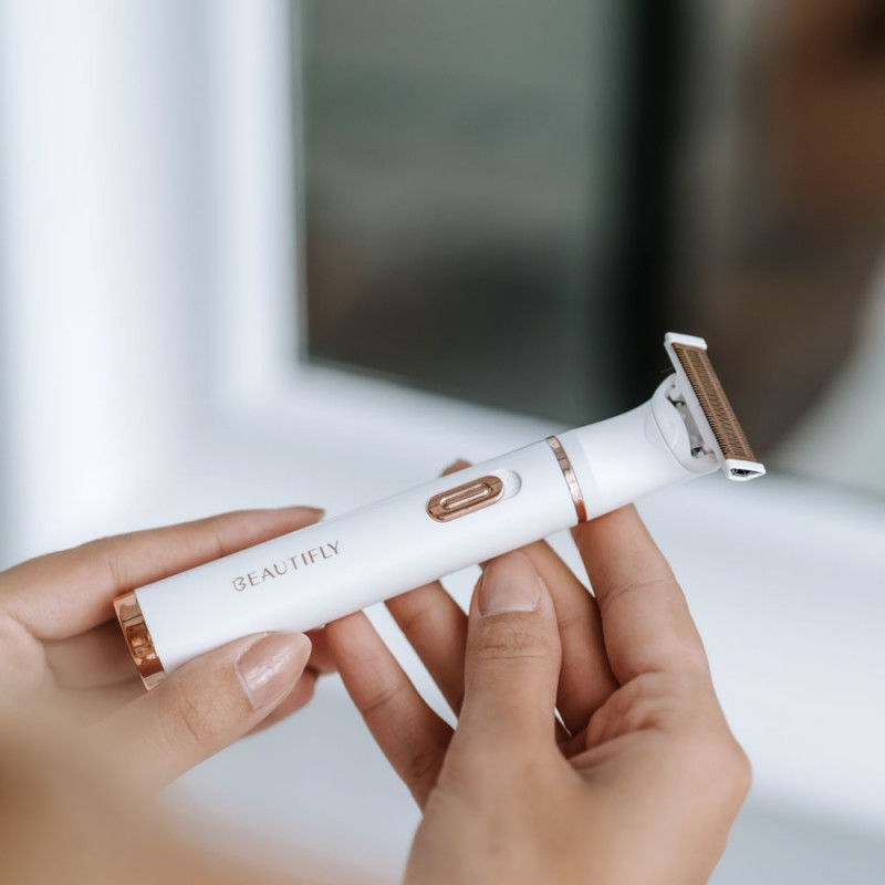 Epilator portabil Beautifly My Blade Silky, 4 capete placate cu aur, umed / uscat, piele sensibilă, multifuncțional, alb / auriu