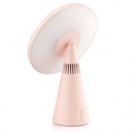 Smart Moon LED oglindă cosmetică iluminată, mărire 10x, lumină caldă / neutră / rece, luminozitate reglabilă, difuzor Bluetooth, roz