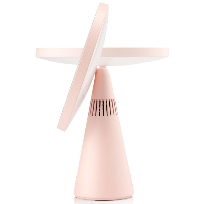 Smart Moon LED oglindă cosmetică iluminată, mărire 10x, lumină caldă / neutră / rece, luminozitate reglabilă, difuzor Bluetooth, roz