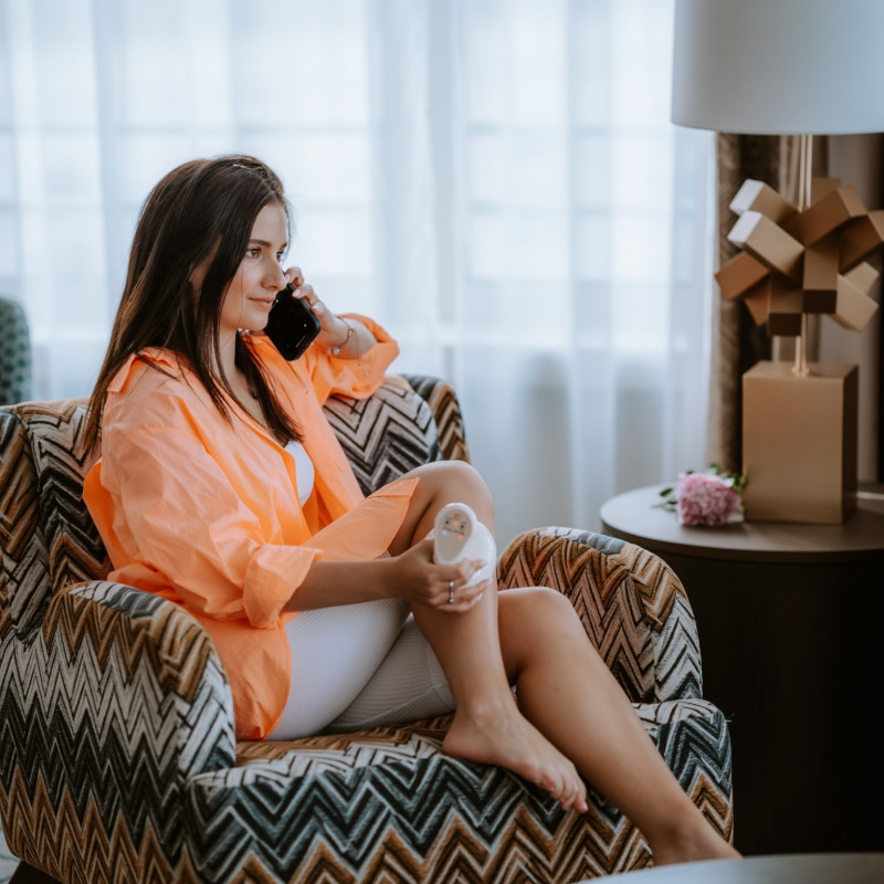 Aparat de masaj Beautifly B-Modello BODY, 24W, 6 niveluri de terapie termică, Lumină roșie 50°C, Detoxifiere limfatică, Masaj dermatologic, Fără fir, Alb