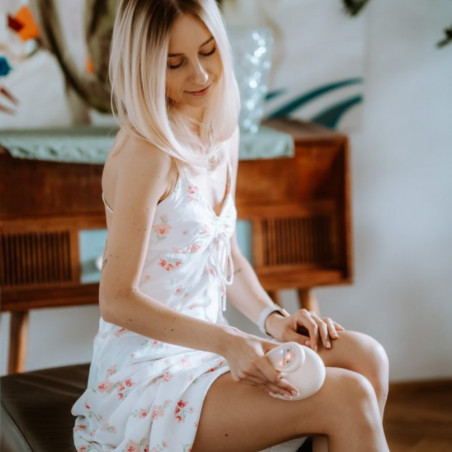 Aparat de masaj Beautifly B-Modello BODY, 24W, 6 niveluri de terapie termică, Lumină roșie 50°C, Detoxifiere limfatică, Masaj dermatologic, Fără fir, Alb