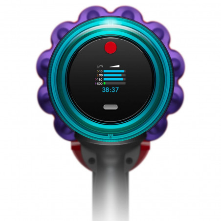 Aspirator vertical Dyson Gen5detect 446989-01, 280AW, 135000 rpm, 0.75l, 70 min, 3 moduri, LCD cu date în timp real, Senzor de particule, Lumina, HEPA, Nichel/violet