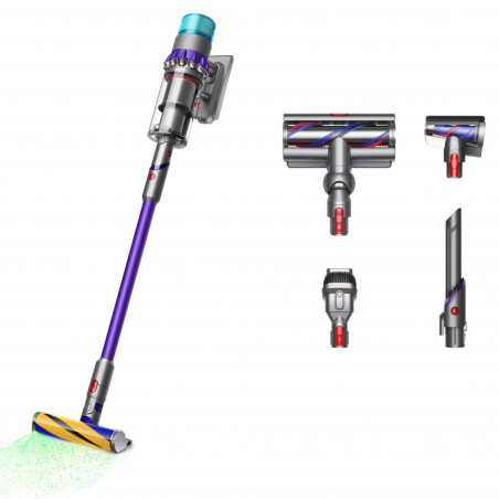 Aspirator vertical Dyson Gen5detect 446989-01, 280AW, 135000 rpm, 0.75l, 70 min, 3 moduri, LCD cu date în timp real, Senzor de particule, Lumina, HEPA, Nichel/violet