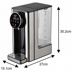 Dispenser apă caldă Klausberg KB 7880, 2600W, 2.7l, 40-100°C, 7 temperaturi, Afișaj LED tactil, Protecție copii, Setări de memorie, Inox/negru