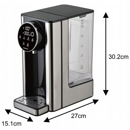 Dispenser apă caldă Klausberg KB 7880, 2600W, 2.7l, 40-100°C, 7 temperaturi, Afișaj LED tactil, Protecție copii, Setări de memorie, Inox/negru