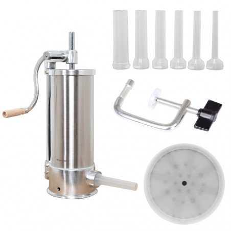Mașină de umplut cârnați Klausberg KB 7927, 5 Kg, Manuală, 14-35mm, 6 pâlnii, Inox