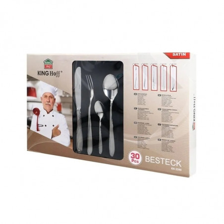 Set de 30 de tacâmuri Kinghoff KH 1454, Pentru 6 persoane, Oțel inoxidabil, Argint