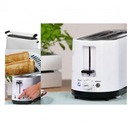 Toaster de pâine First Austria FA-5368-5, 1400W, Pentru 4 felii, 7 trepte, Dezghețare, Centrare, Reîncălzire, Alb