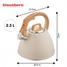 Klausberg KB 7954 Fierbător cu vârtej, 2,5 l, Oțel inoxidabil, Mâner izolat cu efect de lemn, Inducție, Bej/maro