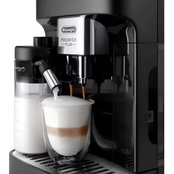 Espressor automat DeLonghi Magnifica PLUS ECAM 320.60.B, 1450W, 15 bar, 1.8l, 15 programe, 13 trepte de macinare, Ecran tactil TFT, LatteCrema Hot, Boabe de cafea, Negru