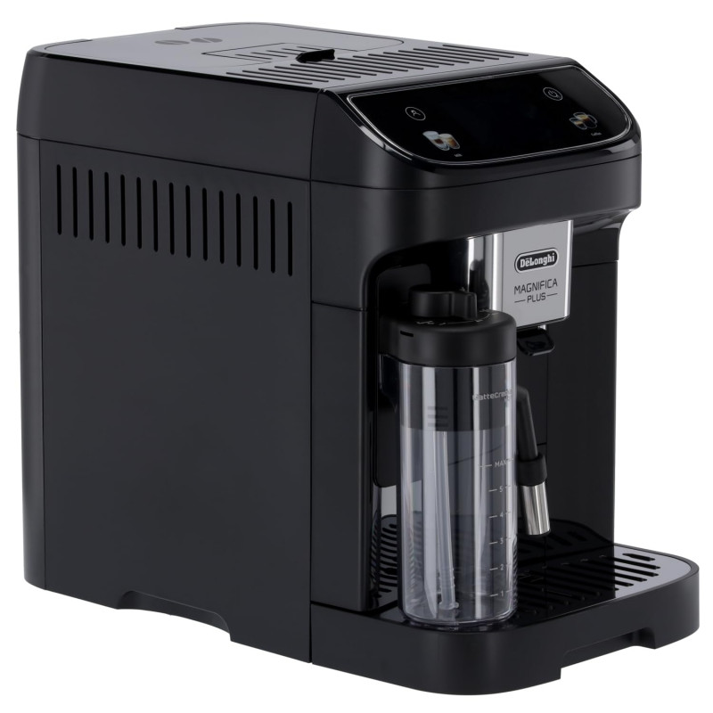 Espressor automat DeLonghi Magnifica PLUS ECAM 320.60.B, 1450W, 15 bar, 1.8l, 15 programe, 13 trepte de macinare, Ecran tactil TFT, LatteCrema Hot, Boabe de cafea, Negru