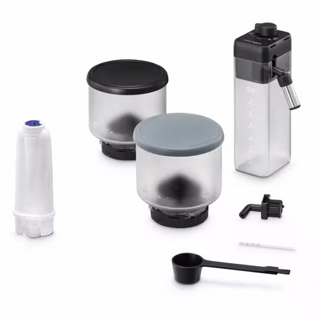 Espressor automat DeLonghi Rivelia Pebble Grey EXAM440.55.G, 1450W, 19 bar, 1.4l, Touchscreen TFT, Twin Shot, Boabe de Cafea, 17 bauturi, Gri