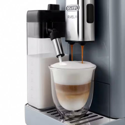 Espressor automat DeLonghi Rivelia Pebble Grey EXAM440.55.G, 1450W, 19 bar, 1.4l, Touchscreen TFT, Twin Shot, Boabe de Cafea, 17 bauturi, Gri