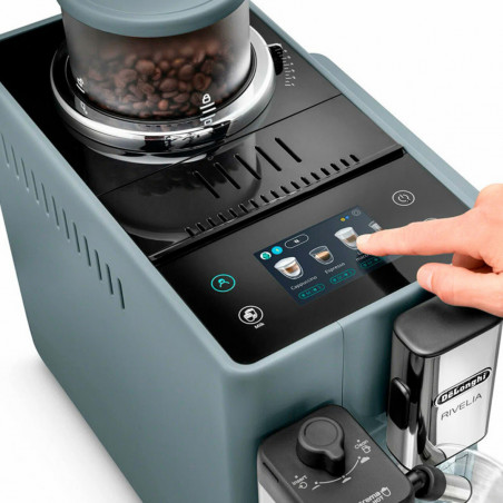 Espressor automat DeLonghi Rivelia Pebble Grey EXAM440.55.G, 1450W, 19 bar, 1.4l, Touchscreen TFT, Twin Shot, Boabe de Cafea, 17 bauturi, Gri