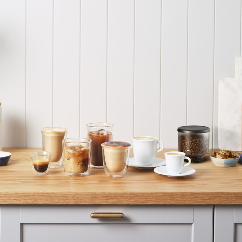 Espressor automat DeLonghi Rivelia Sand Beige EXAM440.55.BG, 1450W, 19 bar, 1.4l, Touchscreen TFT, Twin Shot, Boabe de cafea, LatteCrema Hot, 17 bauturi, Bej