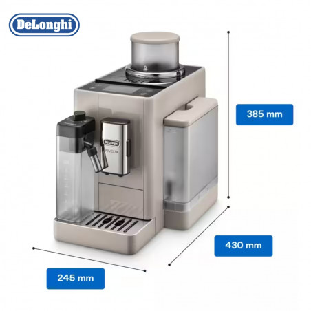 Espressor automat DeLonghi Rivelia Sand Beige EXAM440.55.BG, 1450W, 19 bar, 1.4l, Touchscreen TFT, Twin Shot, Boabe de cafea, LatteCrema Hot, 17 bauturi, Bej