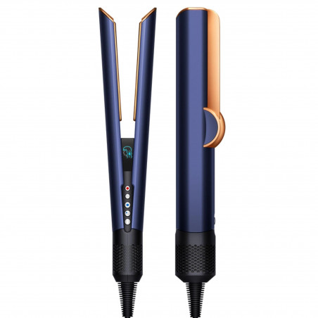 Placa pentru par cu uscare Dyson HT01 Airstrait Bco/Dbu, 1600W, 140°C, Ionizare, 6 trepte de temperatura, LCD, Albastru/Cupru