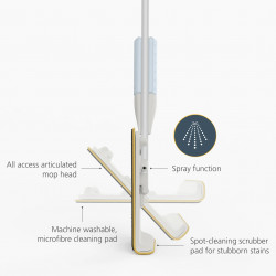 Mop cu pulverizator Joseph Joseph CleanTech 65004, 145 cm, Suport de perete, Gri