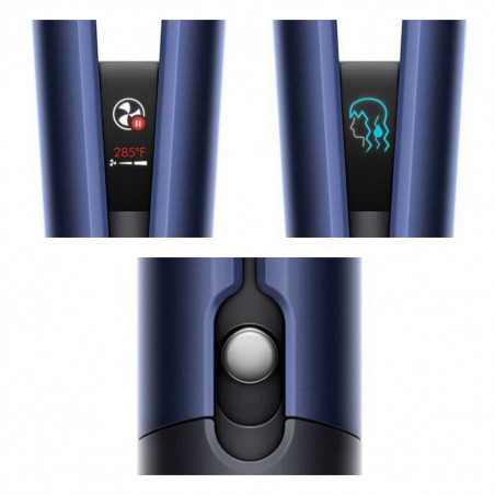 Placa pentru par cu uscare Dyson HT01 Airstrait Bco/Dbu, 1600W, 140°C, Ionizare, 6 trepte de temperatura, LCD, Albastru/Cupru