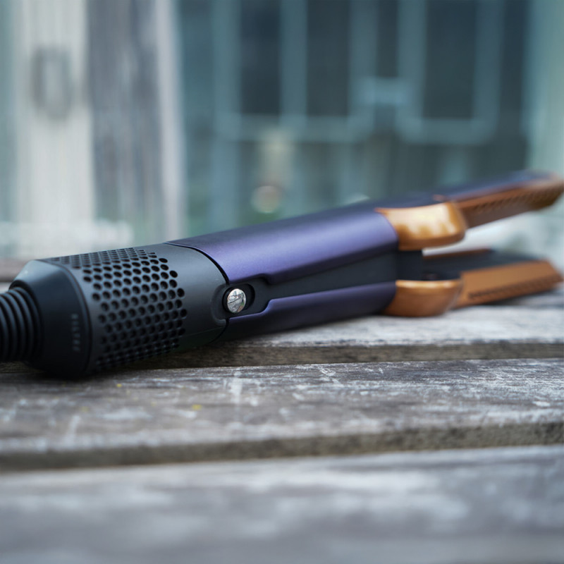 Placa pentru par cu uscare Dyson HT01 Airstrait Bco/Dbu, 1600W, 140°C, Ionizare, 6 trepte de temperatura, LCD, Albastru/Cupru