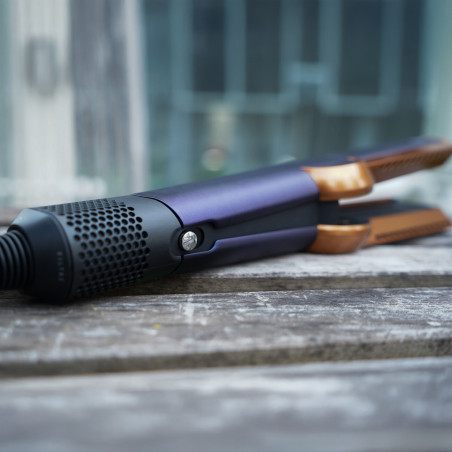 Placa pentru par cu uscare Dyson HT01 Airstrait Bco/Dbu, 1600W, 140°C, Ionizare, 6 trepte de temperatura, LCD, Albastru/Cupru