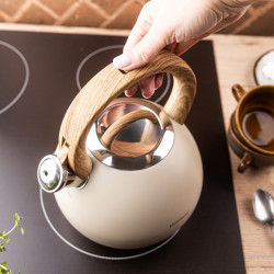 Fierbător fluierător Klausberg KB 7956, 3l, Mâner termoizolat, Fund multistrat, Inducție, Bej