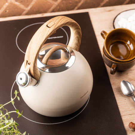 Fierbător fluierător Klausberg KB 7956, 3l, Mâner termoizolat, Fund multistrat, Inducție, Bej