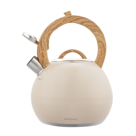 Fierbător fluierător Klausberg KB 7956, 3l, Mâner termoizolat, Fund multistrat, Inducție, Bej