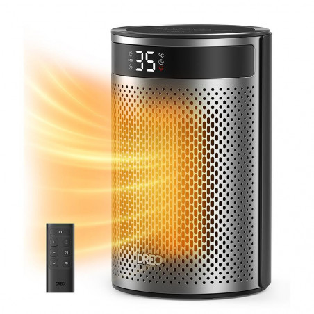 Încălzitor cu ventilator DREO Atom 416, 1500 W, până la 20 m2, 5 moduri, HeatShield360, temporizator, gri/negru