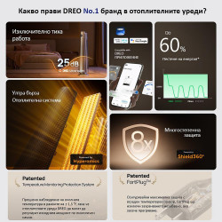 Încălzitor cu ventilator DREO Atom 416, 1500 W, până la 20 m2, 5 moduri, HeatShield360, temporizator, gri/negru