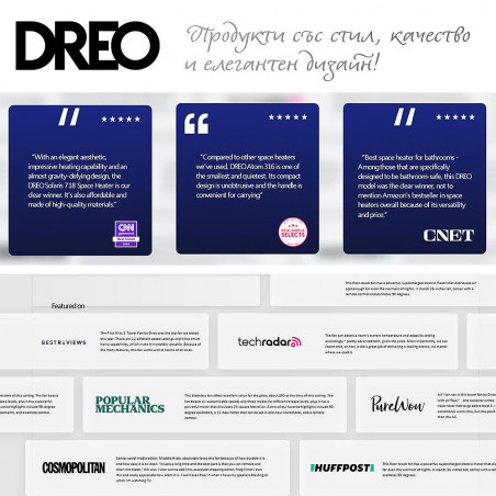 Încălzitor cu ventilator DREO Atom 416, 1500 W, până la 20 m2, 5 moduri, HeatShield360, temporizator, gri/negru