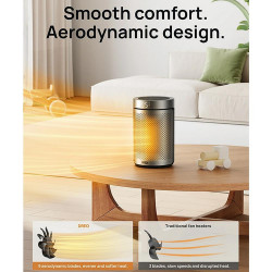 Încălzitor cu ventilator DREO Atom 416, 1500 W, până la 20 m2, 5 moduri, HeatShield360, temporizator, gri/negru