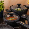 Set de oale și tigăi Klausberg KB 7966, 12 bucăți, Turnat, Acoperire antiaderentă din marmură, Inducție, Negru