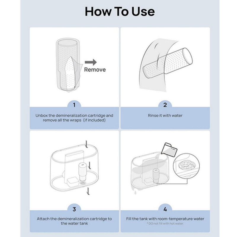 Cartușe de demineralizare pentru umidificatorul DREO 813S, 3 bucăți, demineralizare prin schimb ionic, împotriva ionilor de calciu și magneziu, îmbunătățirea pH-ului, alb