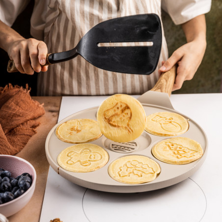 Plită pentru clătite Klausberg KB 7970, 26,5 cm, 7 compartimente, Acoperire antiaderentă, Inducție, Bej