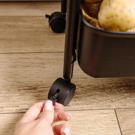 Kinghoff KH 1941 raft mobil, 3 niveluri, 4 roți pivotante 360 grade, negru