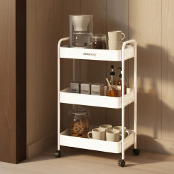 Raft mobil Kinghoff KH 1942, 3 niveluri, 4 roți pivotante 360 grade, alb