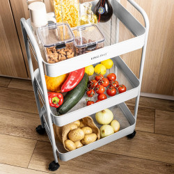 Raft mobil Kinghoff KH 1942, 3 niveluri, 4 roți pivotante 360 grade, alb