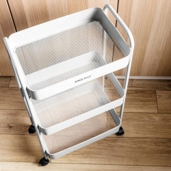 Raft mobil Kinghoff KH 1942, 3 niveluri, 4 roți pivotante 360 grade, alb