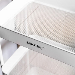 Raft mobil Kinghoff KH 1942, 3 niveluri, 4 roți pivotante 360 grade, alb