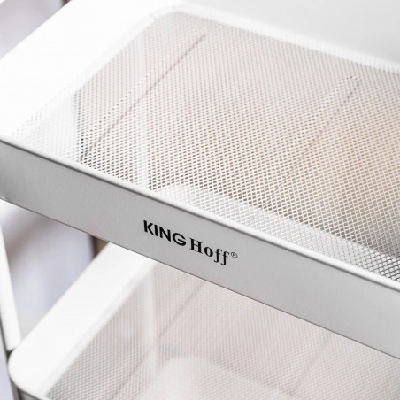 Raft mobil Kinghoff KH 1942, 3 niveluri, 4 roți pivotante 360 grade, alb