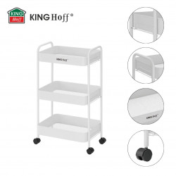 Raft mobil Kinghoff KH 1942, 3 niveluri, 4 roți pivotante 360 grade, alb