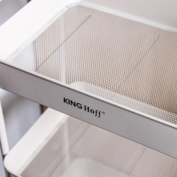 Raft mobil Kinghoff KH 1943, 3 niveluri, 4 roți pivotante 360 grade, bej