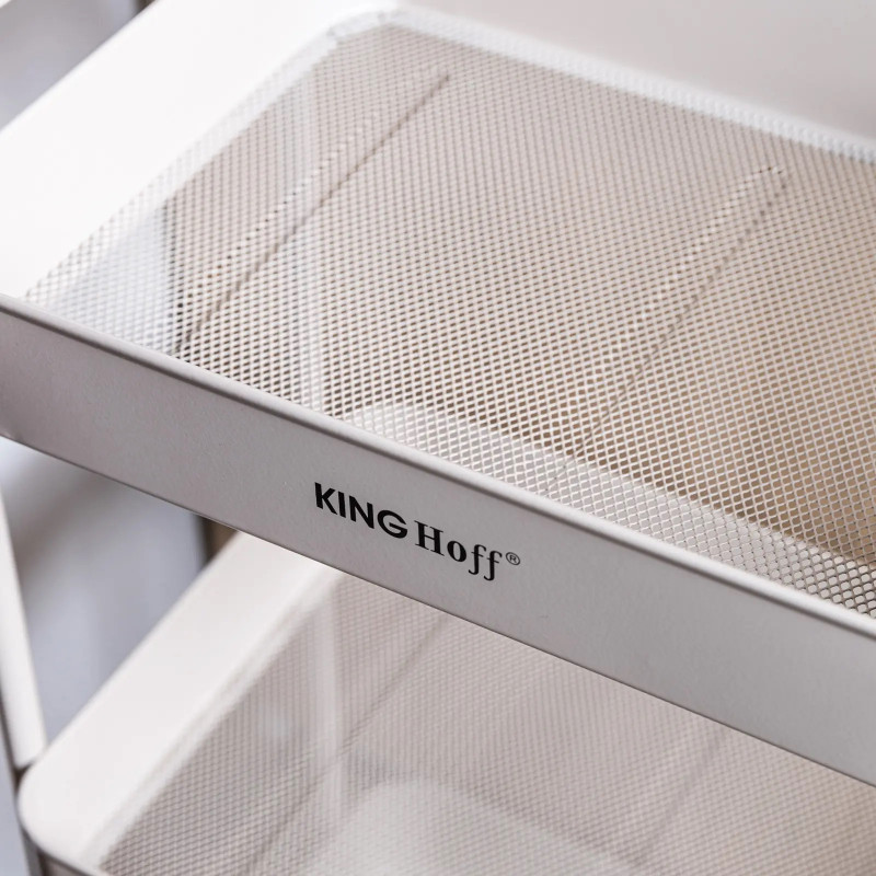 Raft mobil Kinghoff KH 1943, 3 niveluri, 4 roți pivotante 360 grade, bej