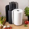 Set cuțite Klausberg KB 7977, 8 piese, Oțel inoxidabil, Suport, Suport hârtie de bucătărie, Negru