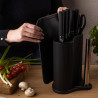 Set cuțite Klausberg KB 7977, 8 piese, Oțel inoxidabil, Suport, Suport hârtie de bucătărie, Negru